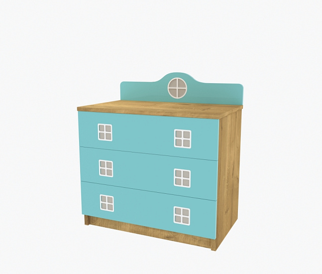 Photo - Chest of drawers for children Amsterdam Green Ak-02