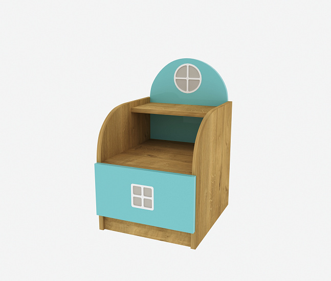 Photo - Bedside table AMSTERDAM with shelves Green