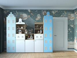 Photo №3 - Children's wardrobe-house Amsterdam with shelves A-02