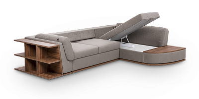 Фото №4 - Диван Софті модульний з полицями і столиком