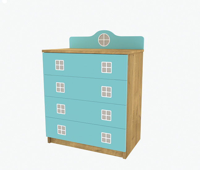 Photo - Chest of drawers for children Amsterdam Green Ak-01